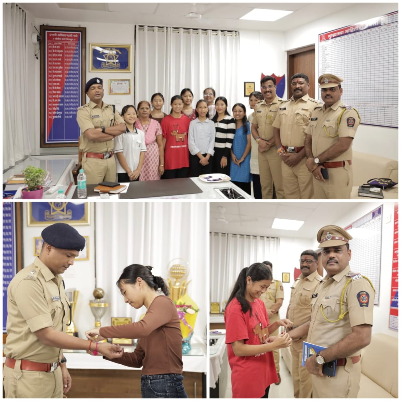 चिपळुणातील पोलिसांना नागालँड आणि मणिपूरच्या विद्यार्थिनींनी बांधल्या राख्या