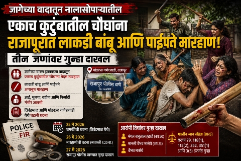 राजापुरात जागेच्या वादातून चौघांना बांबू आणि पाईपने मारहाण; तिघांवर गुन्हा